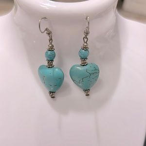 New Turquoise Colored Metal Hook Earrings